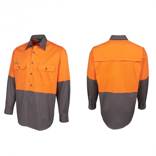 Orange Charcoal Hi Vis LS Workshirts Alt